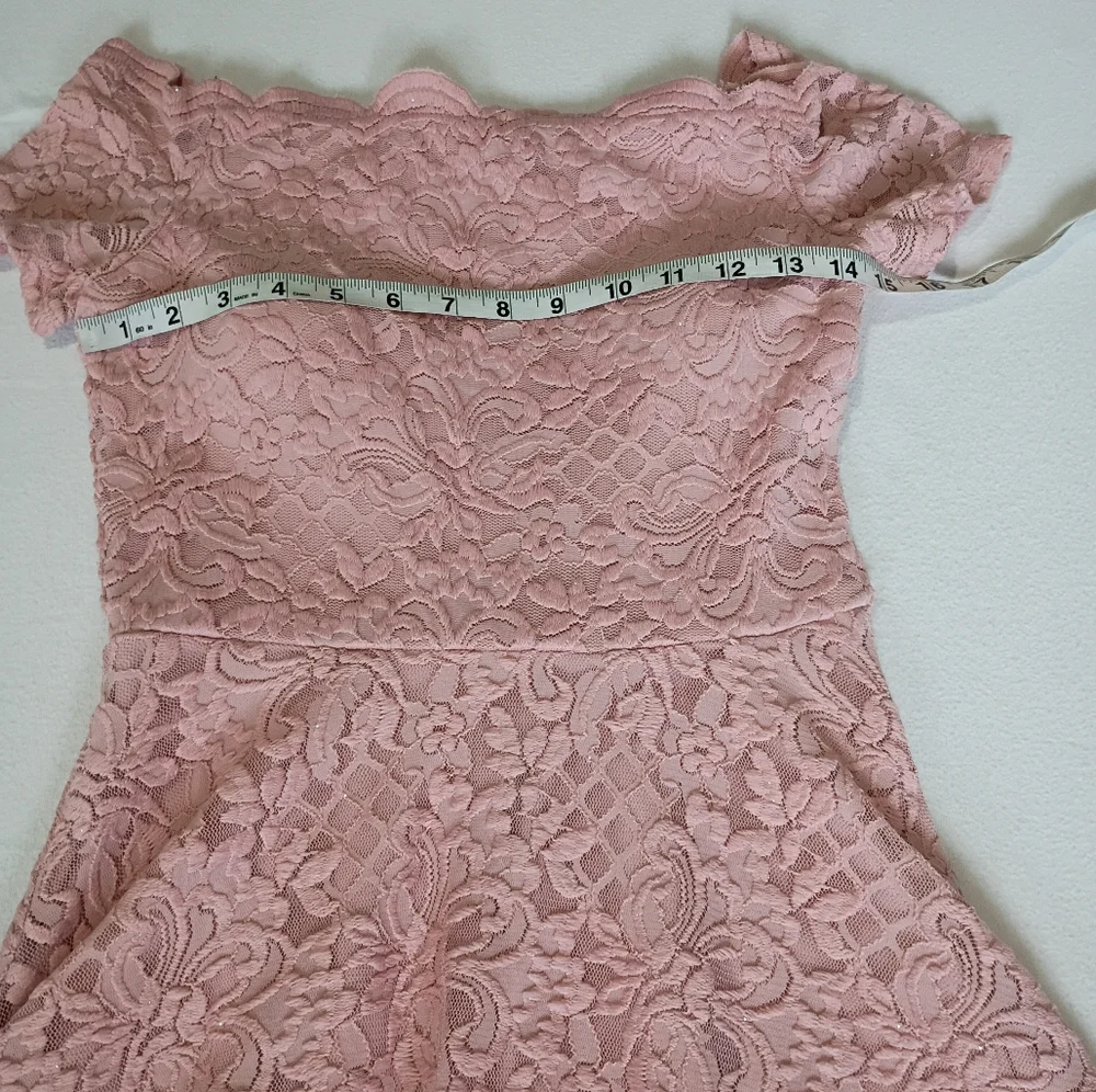 City Studio Blush Pink With Sparkles Lace High-Low Dress Sz 5